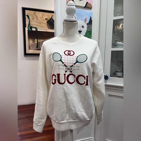 Gucci Cream Tennis Motif Sweatshirt - Picture 5 of 11